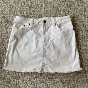 Free people white denim mini skirt
